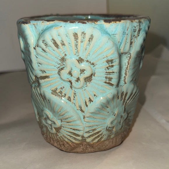 Turquoise Ceramic Art Vase - Picture 1 of 11